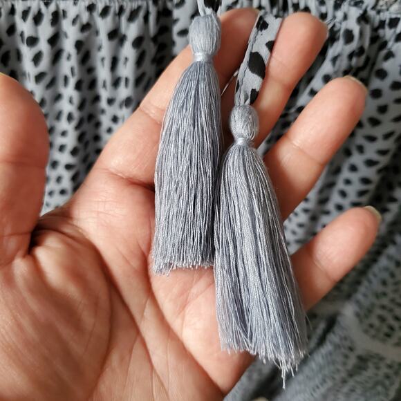 Perfectly Priscilla Blue Dot Tiered Dress 2X Flowy Swingy Casual Hippie NEW - Picture 3 of 10